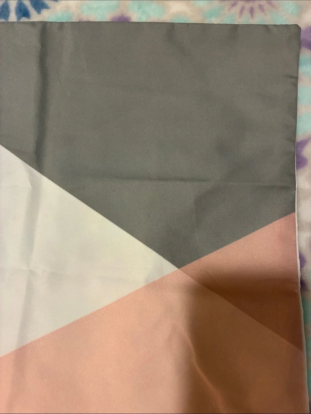 Geometric Colorblock Decorative Pillow Cover in Blush, Gray, and White
